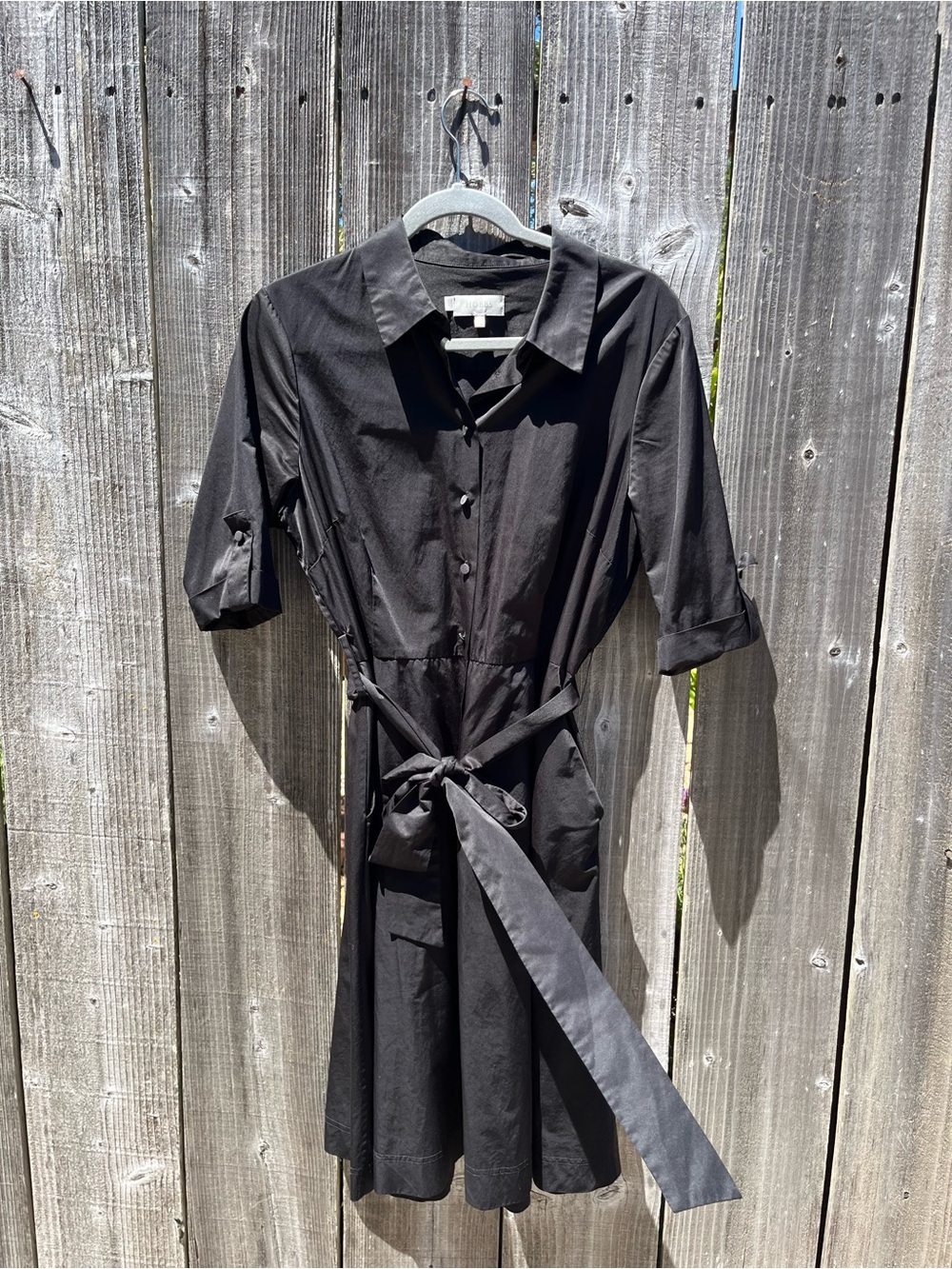 Classic Black Shirt Dress with Waist Tie